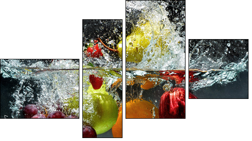 Fruit and vegetables splash into water - Four-piece canvas, Fortyk