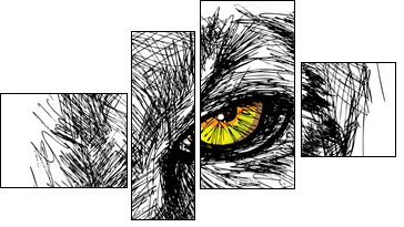 Hand drawn Sketch of a lion looking intently at the camera - Four-piece canvas, Fortyk