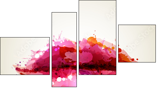 Beautiful womans lips formed by abstract blots - Four-piece canvas, Fortyk