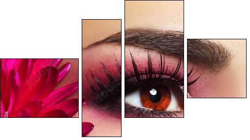 Beautiful Eye Makeup with Aster Flower - Four-piece canvas, Fortyk