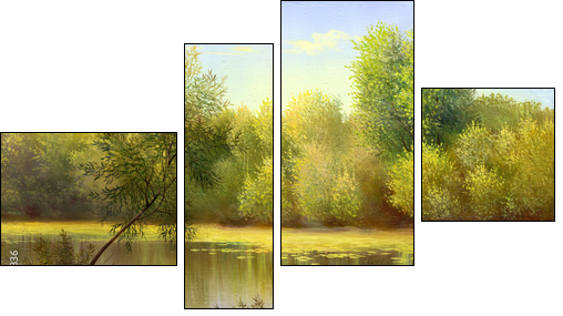 autumn landscape, canvas, oil - Four-piece canvas, Fortyk