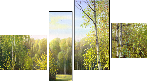 autumn landscape, canvas, oil - Four-piece canvas, Fortyk