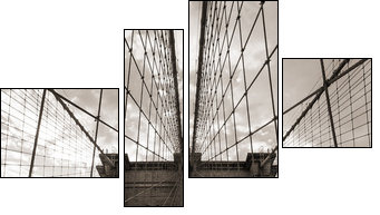 Brooklyn Bridge in New York City. Sepia tone. - Four-piece canvas, Fortyk