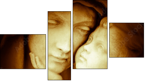Vintage image of the virgin Mary carrying baby Jesus - Four-piece canvas, Fortyk