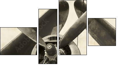 Wartime navy airplane with folded wings - Four-piece canvas, Fortyk