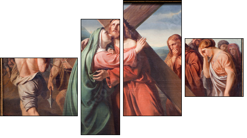 Brussels - Jesus under cross and Mary - Four-piece canvas, Fortyk