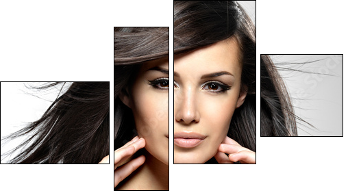 Fashion model  with beauty long straight hair. - Four-piece canvas, Fortyk