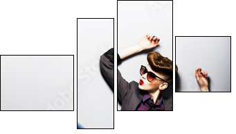 Pin-up girl in sunglasses sitting. American retro style - Four-piece canvas, Fortyk