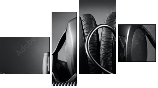 Modern headphones over dark background - Four-piece canvas, Fortyk