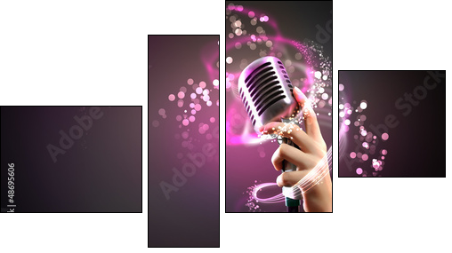 audio microphone retro style - Four-piece canvas, Fortyk