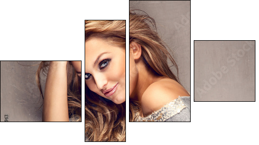 Portrait of beautiful blonde girl with long hair - Four-piece canvas, Fortyk