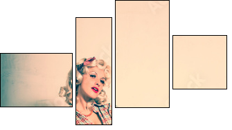 Stylish blonde. Pin-up girl. American style - Four-piece canvas, Fortyk