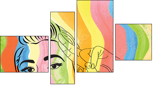 vintage pop art girl - Four-piece canvas, Fortyk