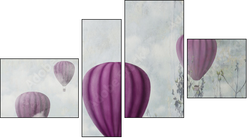 Pink Balloons - Four-piece canvas, Fortyk