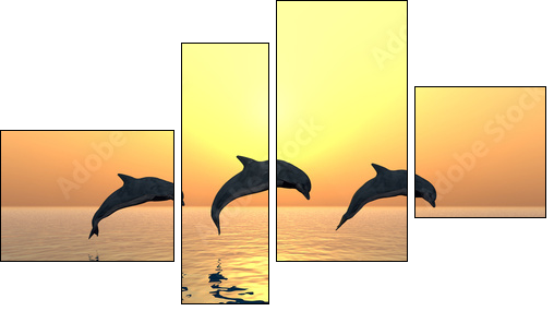 Jumping Dolphins - Four-piece canvas, Fortyk