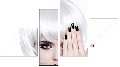 Vogue Style Woman. Fashion Beauty Woman Portrait with White Shor - Four-piece canvas, Fortyk