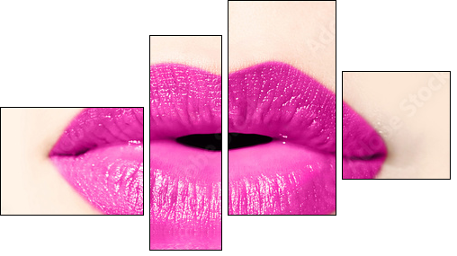Bouche de femme rose, reflet - Four-piece canvas, Fortyk