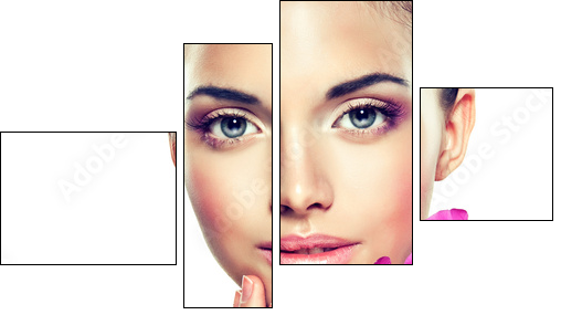 Beauty Portrait. Beautiful Spa Woman Touching her Face - Four-piece canvas, Fortyk