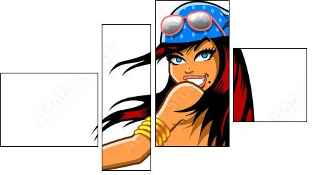 Sexy Squatting Biker Girl - Four-piece canvas, Fortyk