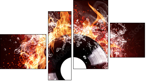 burning vinyl disc - Four-piece canvas, Fortyk