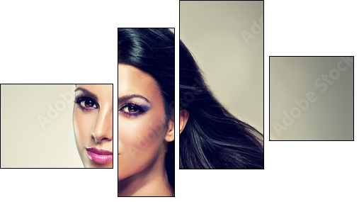 Beautiful brunette with long hair flying - Four-piece canvas, Fortyk