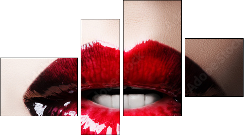 Passionate red lips - Four-piece canvas, Fortyk