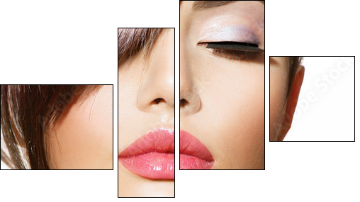 Hairstyle. Beauty Model Girl Portrait with Perfect Makeup - Four-piece canvas, Fortyk