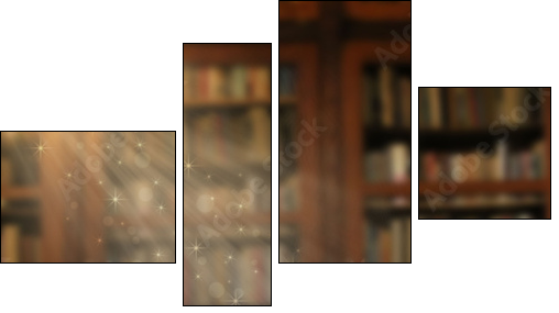  Opened magic book with magic light - Four-piece canvas, Fortyk