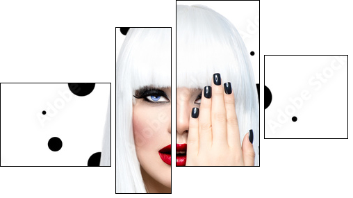 Fashion Beauty Model Girl. Punk Style Woman isolated on White - Four-piece canvas, Fortyk