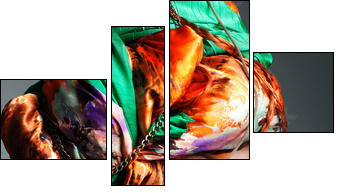 photo of redheaded girl in a head-dress from the coloured fabric - Four-piece canvas, Fortyk