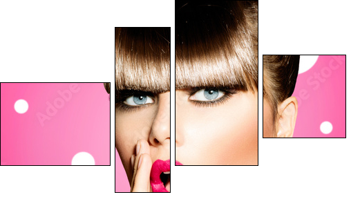 Surprised Woman with open Mouth. Pin up Girl - Four-piece canvas, Fortyk