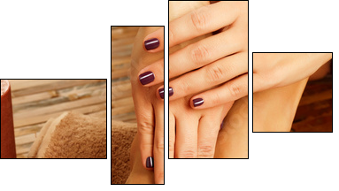 female feet at spa salon on pedicure procedure - Four-piece canvas, Fortyk