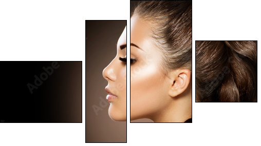 Hair Braid. Beautiful Woman with Healthy Long Hair - Four-piece canvas, Fortyk