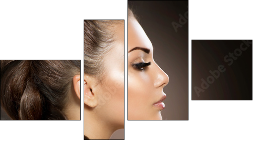 Hair Braid. Beautiful Woman with Healthy Long Hair - Four-piece canvas, Fortyk