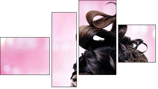 Face of beautiful woman with fashion hairstyle and glamour makeu - Four-piece canvas, Fortyk