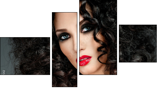 beautiful brunette with gorgeous curly hair - Four-piece canvas, Fortyk