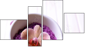 Still life with beautiful blooming orchid flower, towel and - Four-piece canvas, Fortyk