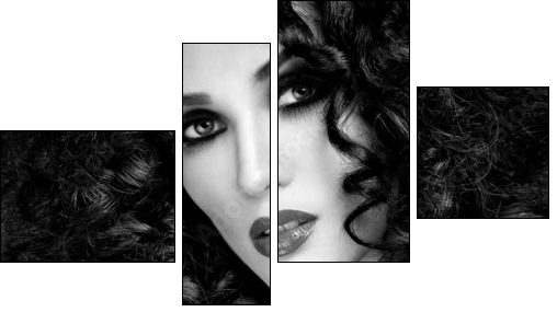 beautiful brunette with gorgeous curly hair - Four-piece canvas, Fortyk