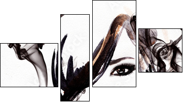 Beautiful woman. watercolor illustration - Four-piece canvas, Fortyk