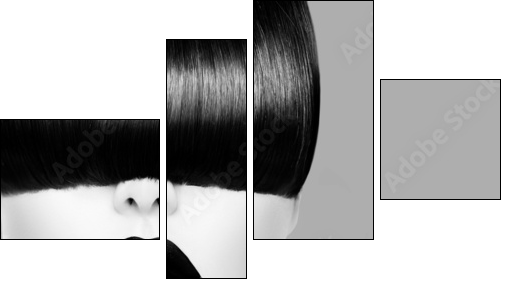 High Fashion Black and White Model Girl Portrait - Four-piece canvas, Fortyk