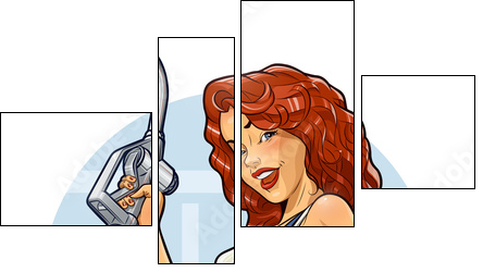 Girl with petrol pump. Car service.  Eps10 vector - Four-piece canvas, Fortyk