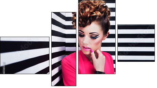Beautiful young woman with professional party make up - Four-piece canvas, Fortyk