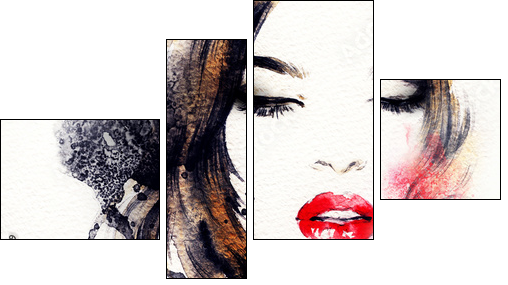 abstract  woman portrait - Four-piece canvas, Fortyk