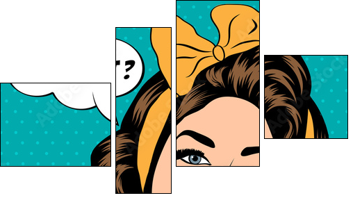 cute retro woman in comics style - Four-piece canvas, Fortyk