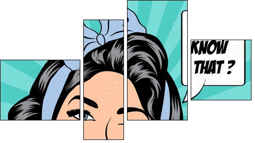 cute retro woman in comics style - Four-piece canvas, Fortyk