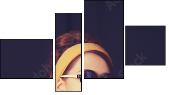 Redhead women sitting in the armchair. - Four-piece canvas, Fortyk