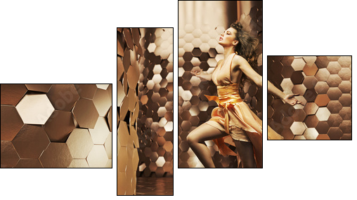 Dancing young woman wearing fabulous dress - Four-piece canvas, Fortyk