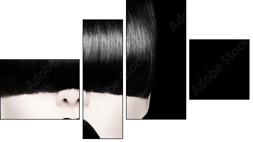 High Fashion Black and White Model Girl Portrait - Four-piece canvas, Fortyk