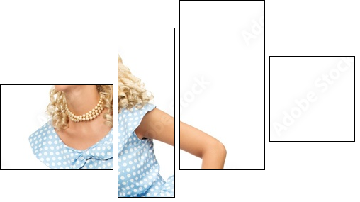 Sexy blond pin up style young woman in blue dress - Four-piece canvas, Fortyk