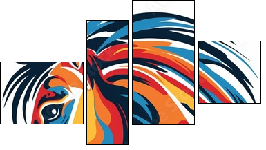 Abstract horse illustration. - Four-piece canvas, Fortyk